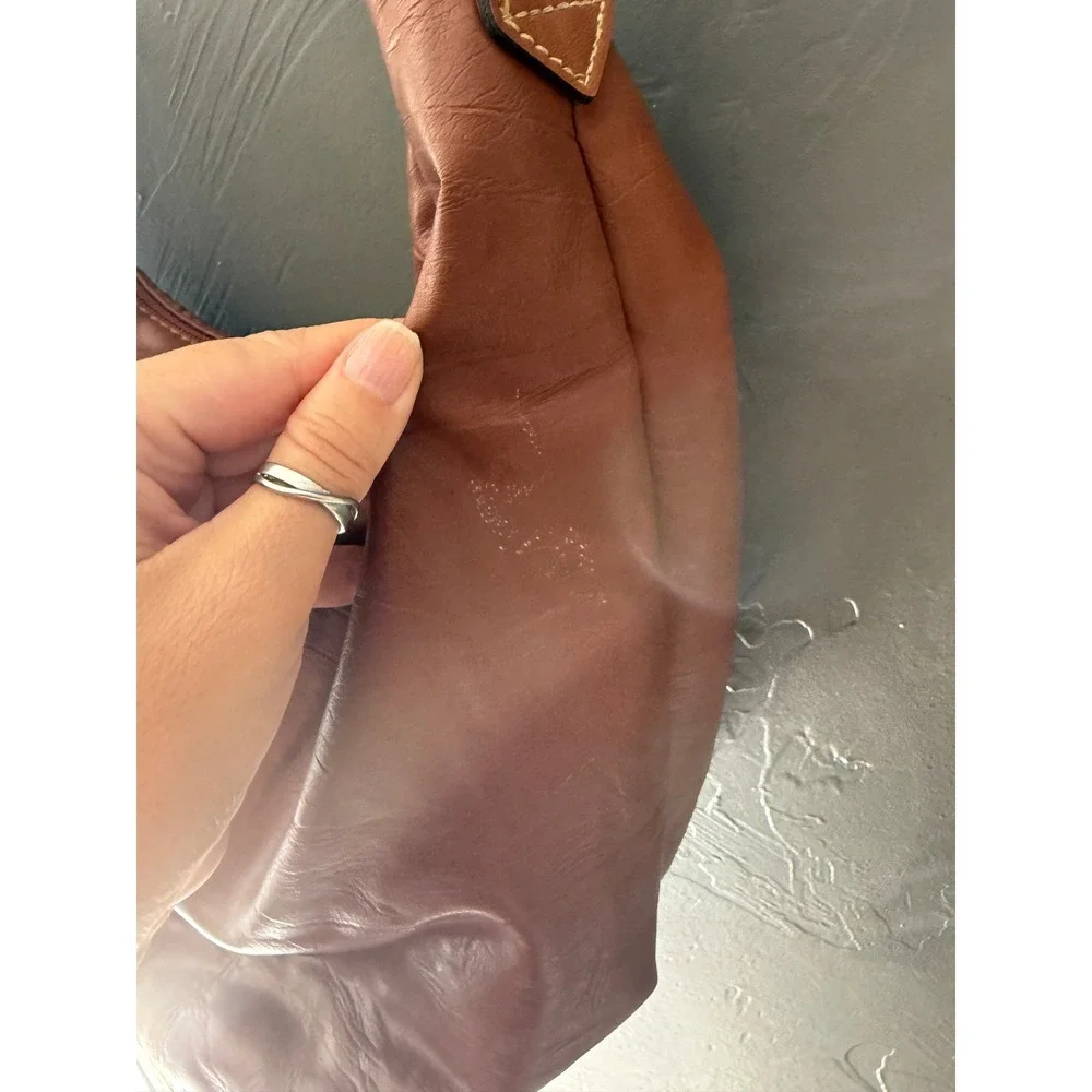 Vintage Capezio Cognac Brown Faux Leather Slouchy Hobo Shoulder Bag Star Charm
